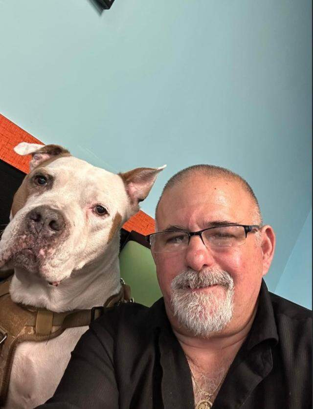 Bruce Reese, 60, and his beloved dog Prince. Reese walked into the Aldi in Lauderdale Lakes with Prince on a leash when a man began harrassing him. The assailant punched him in the head, leaving him with severe brain damage.